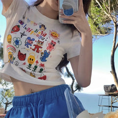 Aiertu  -  Summer Foreign Style Skinny Niche Slim Short T-Shirt Women's Short Sleeve Exposed Navel Pure Desire Wind Aiertu