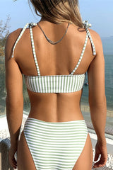 Aiertu  -Sexy Striped Print Bandage Swimwears (With Paddings) aiertu