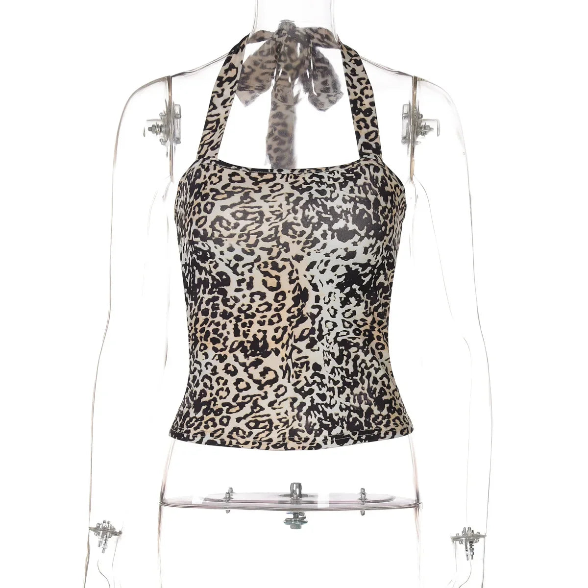 Aiertu  -  Sexy Women Halter Neck Leopard Print Corset 2026 Summer Female Fashion Backless Bandage Crop Tops High Street Skinny Tank Top Aiertu