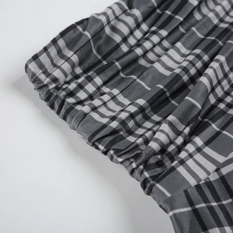 Aiertu  -  Y2k Aesthetic Vintage Plaid Skirts Womens Harajuku High Waist Irregular Vintage Skirt Streetwear Preppy Style Gothic Faldas Aiertu