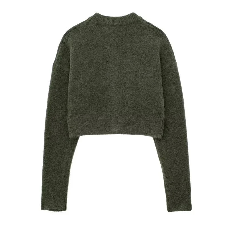 Aiertu  -  Casual Solid Knitted Women Cardigan Sweater O-neck Single Breasted Female Crop Jackets 2025 Spring New Fashion Lady Sweaters Aiertu