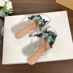 Aiertu  -  Summer butterfly women slides low thin heel slip on women sandals Aiertu
