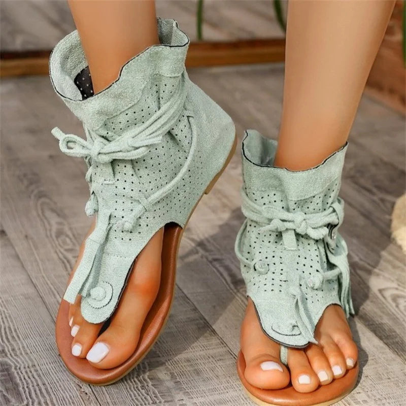 Aiertu  -  Summer Fashion Sexy Flat Casual Comfort Sandals Women's Round Toe Breathable Solid Color Slippers Daily Sandalias De Mujer Aiertu