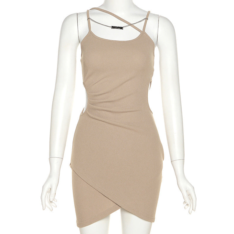 Aiertu - Mesh Tie Strap Halter Mini Dress Aiertu