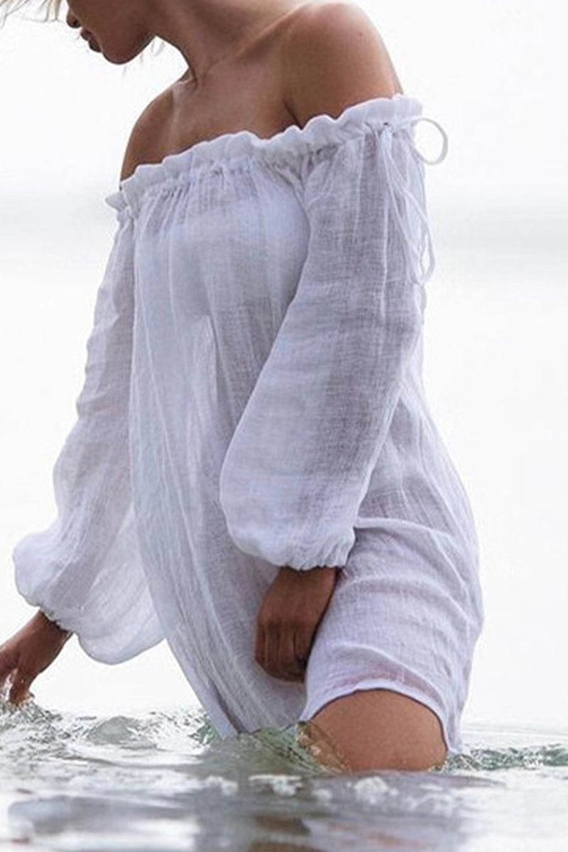 Aiertu  -Sexy Solid Draw String Swimwears Cover Up aiertu