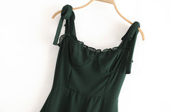 Aiertu - Tie Strap Ruffle Mini Dress Aiertu