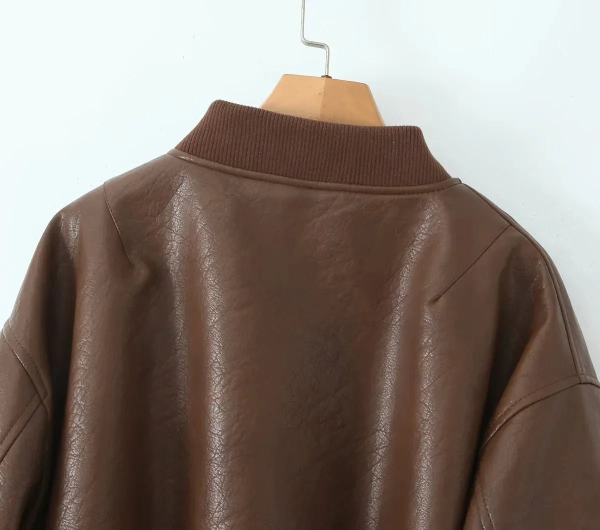 Aiertu  -  Lapel Cotton Leather Jacket Woman Short Retro Zipper Cardigan PU Jacket Solid 2025 Spring New female High Street Outwaer Aiertu