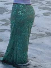 Aiertu  -  Chic Women's Sequin Wrap Maxi Skirt Lady's High Waist Sex Loose Print Long Skirts 2025 New For Holiday Party Beach Commute Aiertu