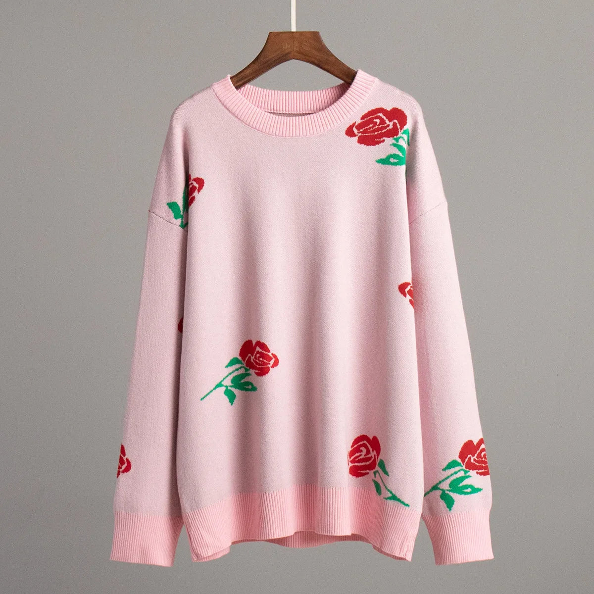 Aiertu  -  Flower Print Fashion Sweater Women's  Casual Loose Female Knitted Top Winter Thick Warm Oversized Knitted Pullover Aiertu