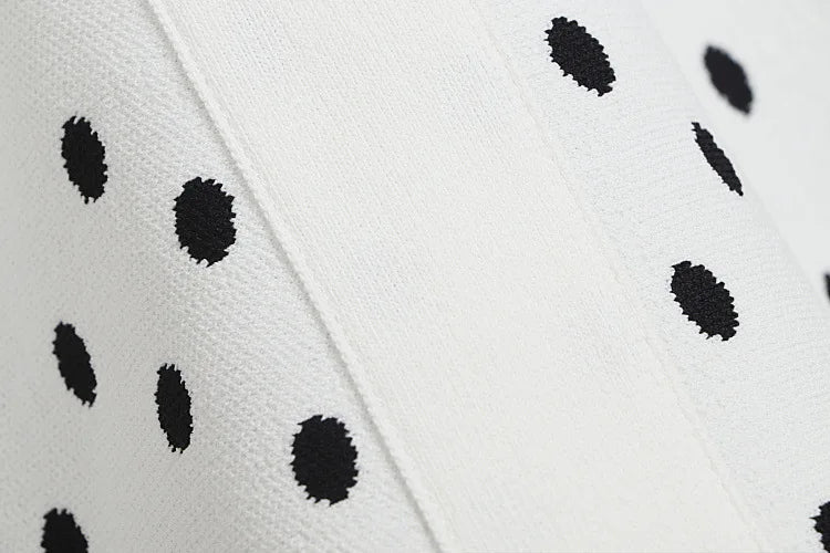 Aiertu  -  Polka Dots Knitted Halter Mini Dress Women Single Breasted Sleeveless A-line Party Vestidos Vintage Fashion Elegant Dresses New Aiertu