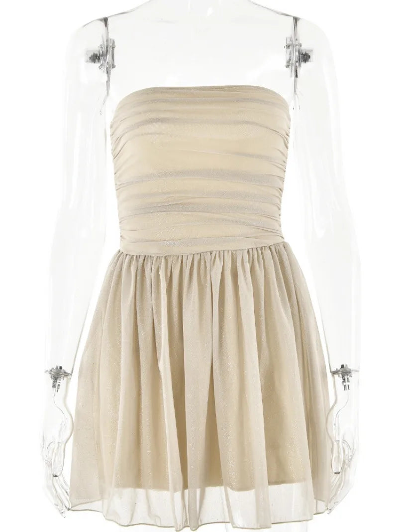 Aiertu  -  Sexy Strapless Tunics Bandage A-line Birthday Party Dress Women's Sleeveless High Waist Backless Zip-up Short Evening Dresses Aiertu