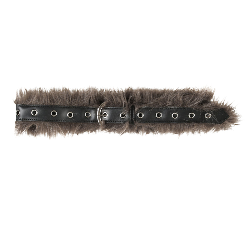 Aiertu - summer inspo Fashion Vintage Faux Fur Spliced Leather Pu Women Belt Chic Hottie Y2k Simple All-Match Waist Accessories Aiertu
