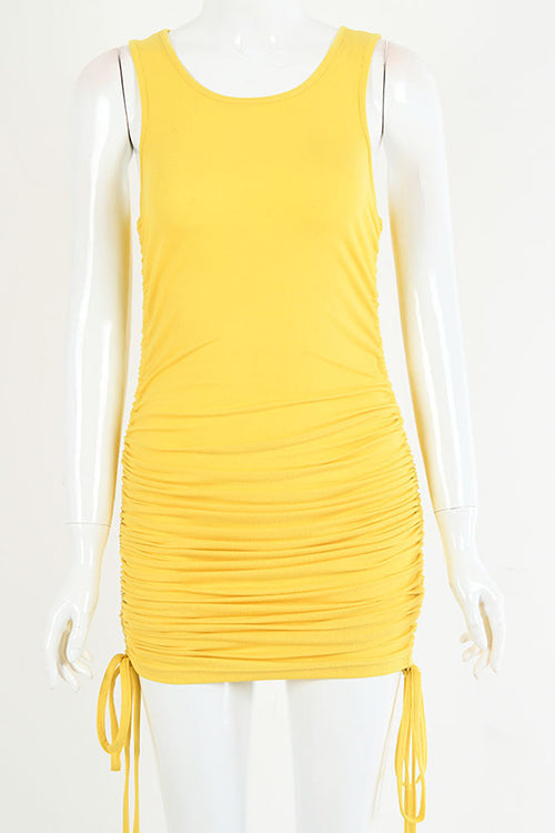 Aiertu - Drawstring Sleeveless Mini Dress Aiertu
