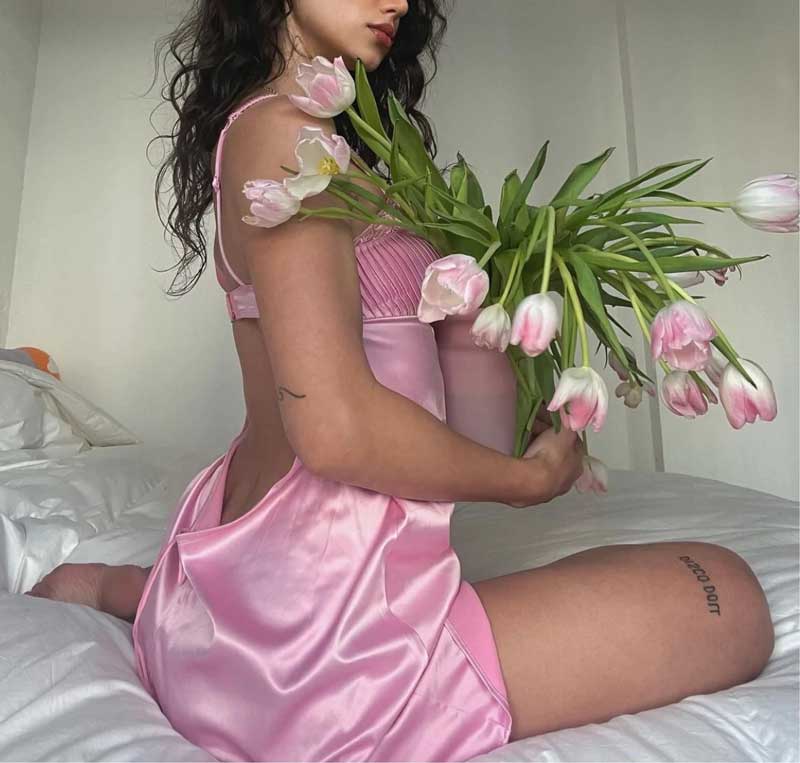 Aiertu  pink satin slip dress women pinktuck details mini sexy women dress hollow out back chic ladies dress summer party Aiertu