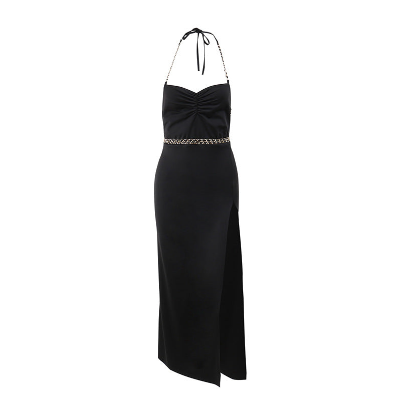 Aiertu - Solid Color Back Slit Dress Aiertu
