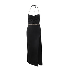 Aiertu - Solid Color Back Slit Dress Aiertu