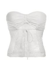 Aiertu - summer inspo Y2K Clothes Backless Tie Strapless Sexy Cute Lace Crop Tops Women Sweet Kawaii 2000s Balletcore Tanks Camis Aiertu
