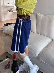 Aiertu  -  Y2k Aesthetic Summer Casual Lace Patchwork Shorts Women Vintage Fifth Points Trousers Fairy High Waist Drawstring Wide Leg Pants Aiertu