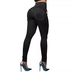 Aiertu  -   party look snspos Women Fashion Lace Up Jeans Woman High Elastic Waist Skinny Pocket Ankle Length Jeans Female Casual Denim Pants Aiertu