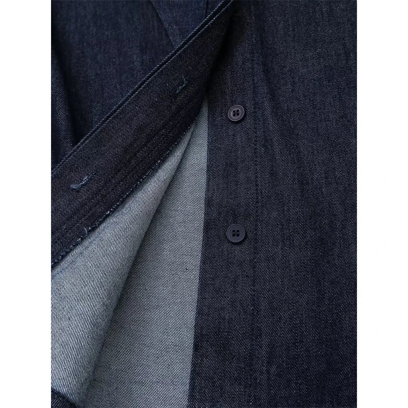 Aiertu  -  Autumn Women Neck Self Tie Long Sleeve Denim Shirt Long Sleeve High Street Blouse blusas mujer Aiertu