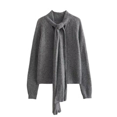 Aiertu  -  New Women's Bow Decoration Hollow Knitted Sweater Aiertu