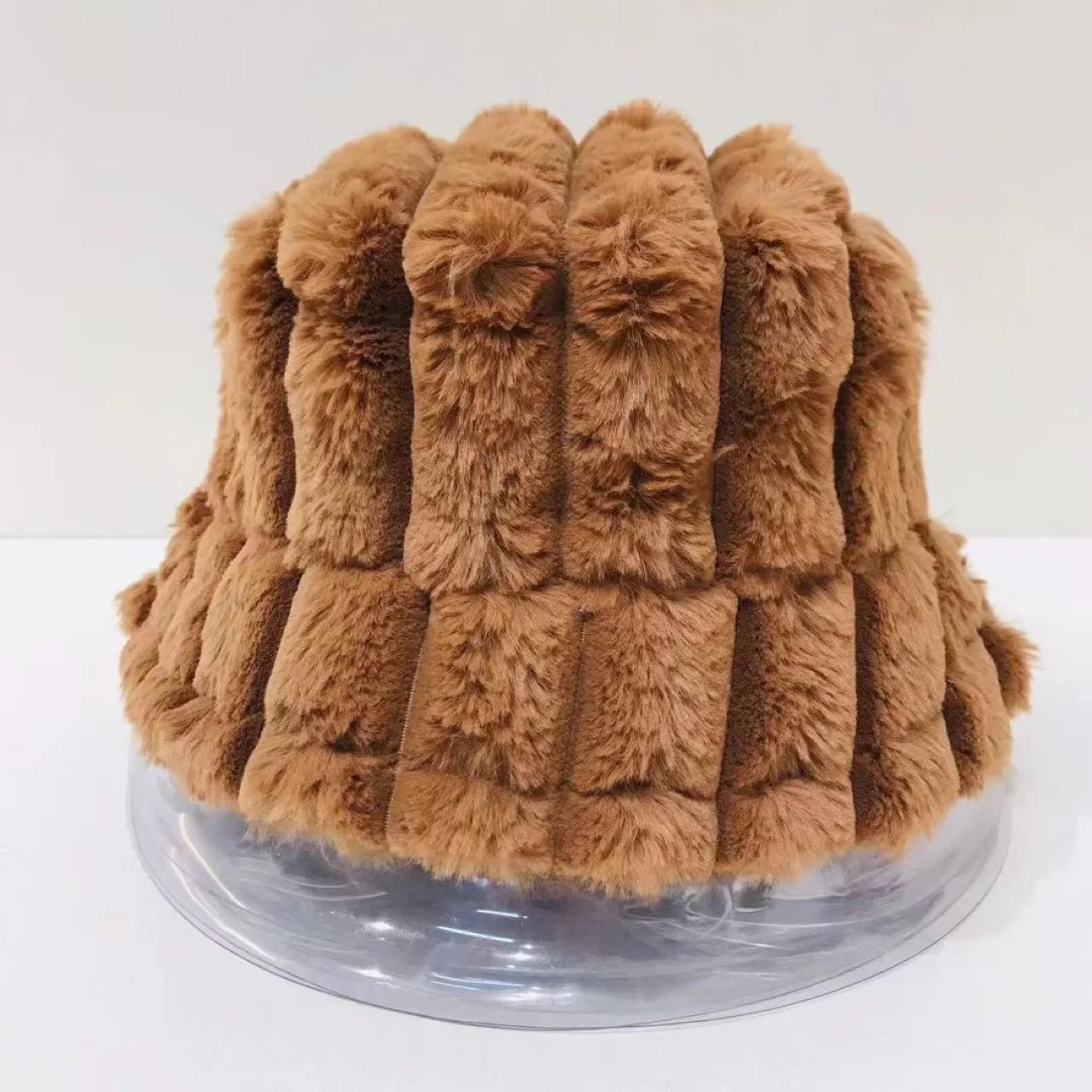 Aiertu  -  Autumn/Winter New Mixed Color Plush Lampholder Fisherman Hat Women's Korean Designer Wide Plush Bucket Hat Aiertu