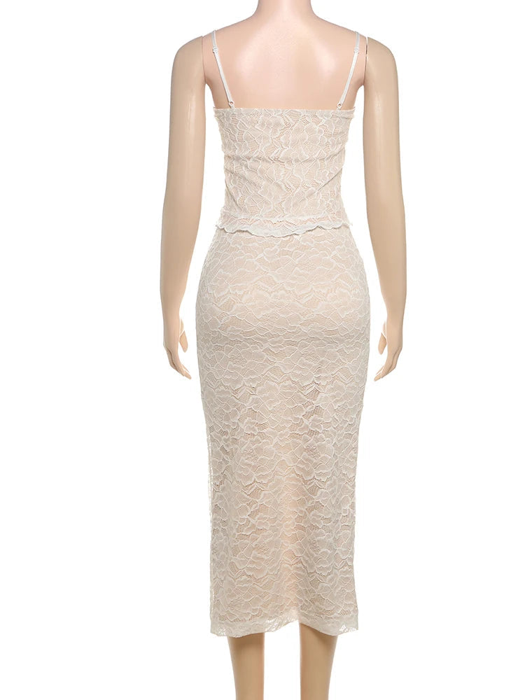 Aiertu  Summer Sexy Jacquard 2 Piece Set Women Double Deck Adjustable Strap Camisole+Peach Hip Skirts Matching Simple Clubwear Aiertu