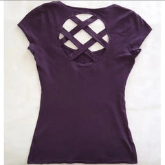 Aiertu  -  Retro Gothic new printed purple back hollow women T-shirt Y2k slim fit and slim summer fashion design short top Aiertu
