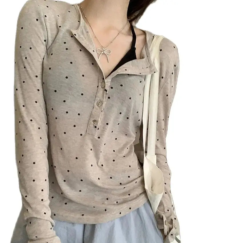 Aiertu  -  Sunscreen Loose T-Shirts Women Chic Casual Polka Dots Sunscreen Daily 2026 Office Lady High Street Slim Wide Leg Pants Aiertu