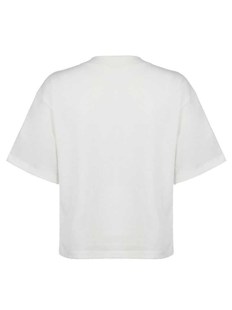 Aiertu - summer inspo Digital Print Casual Loose White T Shirts For Women V Neck Short Sleeve Preppy Streetwear Summer Top Tees Football Jersey Aiertu