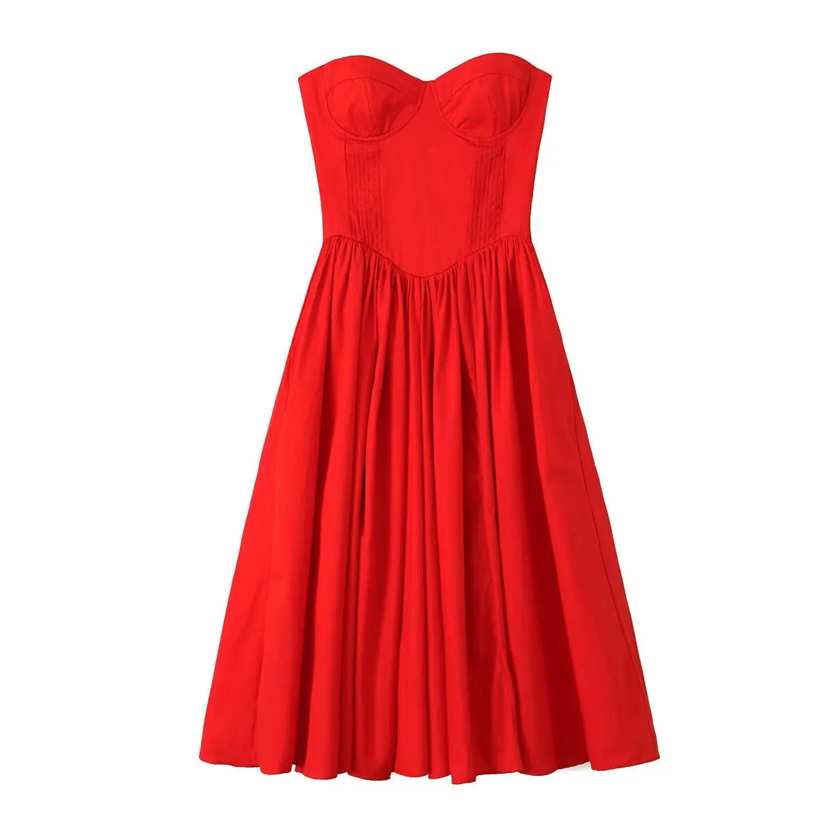 Aiertu  -  Summer New Sicilian Style Stunning Ltalian Tomato Red Sexy Tube Top Dress European And American Style Street Fashion Dress Aiertu