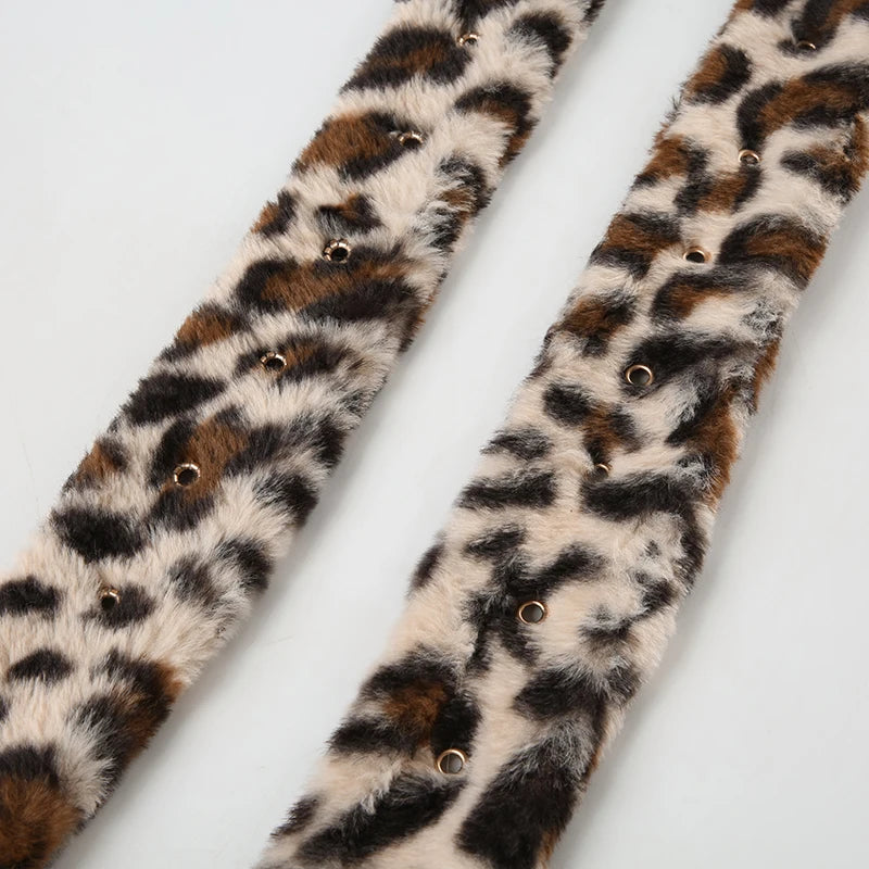 Aiertu  -  Faux Fur Leopard Print Belts Vintage Stylish Chic Buckled Waist Belt 2000s Waistband Fashion Y2K Accessories Women Aiertu
