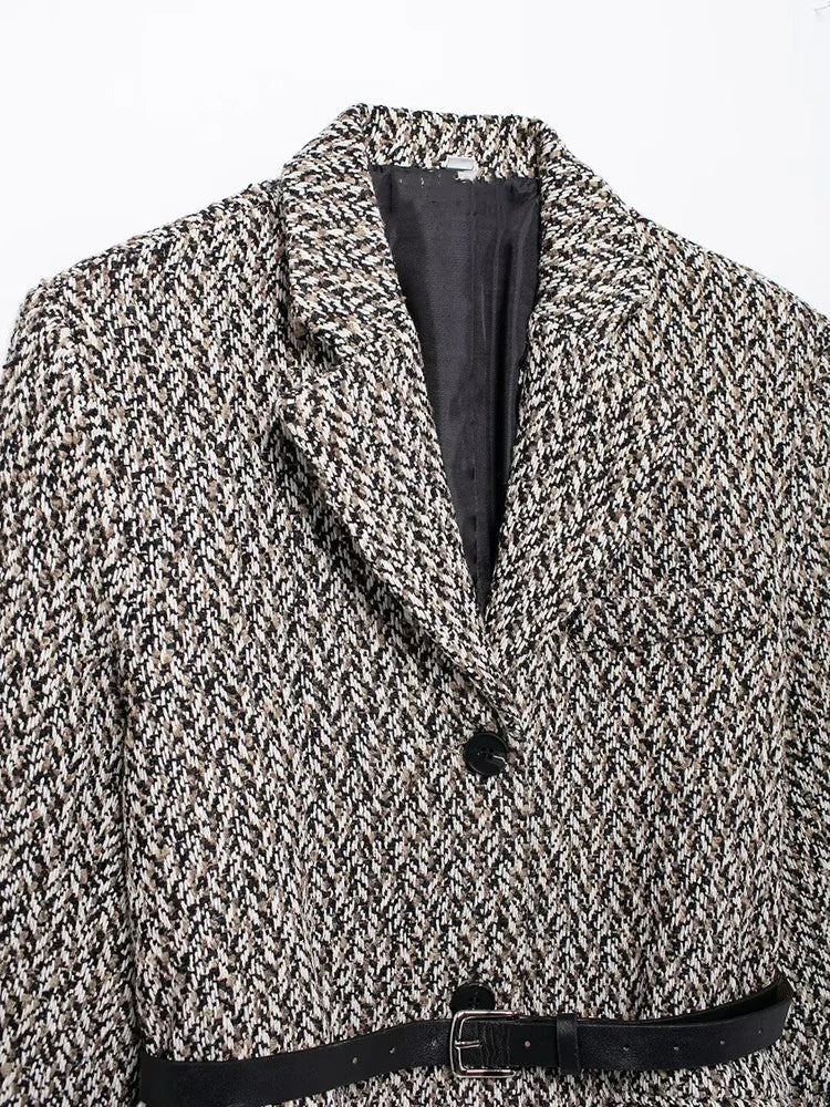 Aiertu  -  Women Fashion With Bely Single Breasted  Blazer Vintage Notched Neck Long Sleeves Female Chic Lady Outfits Aiertu
