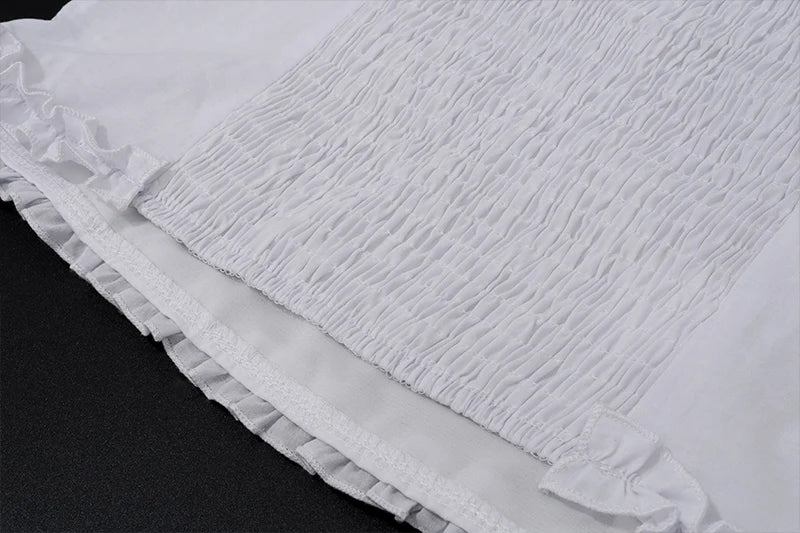 Aiertu  Elegant Strapless Lace Ruffles Off Shoulder Tank Top With White Long Skirt Aesthetic Gentle Slim Women 2 Piece Set Aiertu