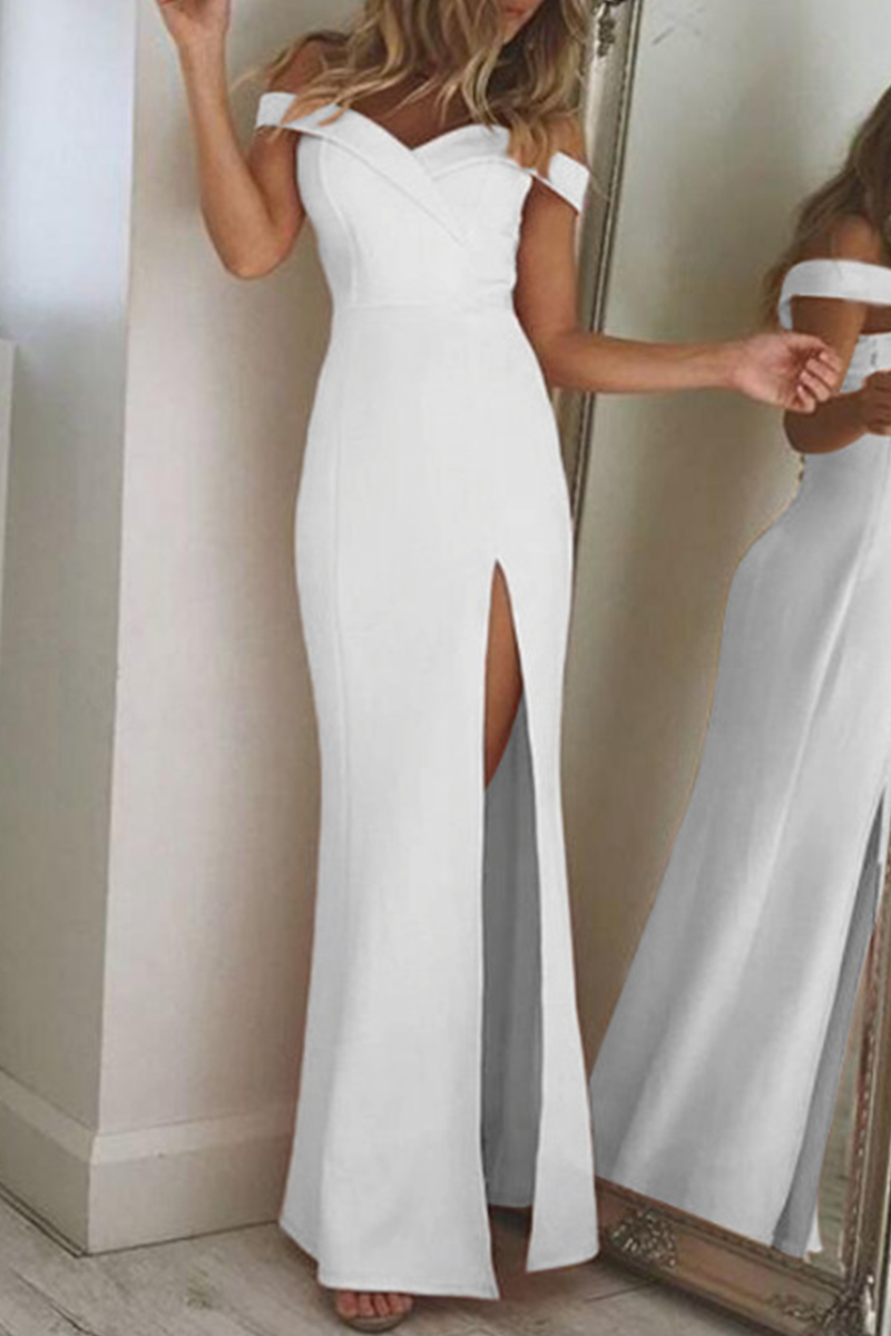 Aiertu  -  Fashion Elegant Solid Backless High Opening Off the Shoulder Irregular Dress Dresses(5 Colors) Aiertu