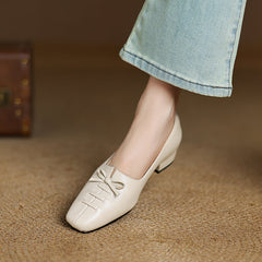 Aiertu  -  New Arrival Soft Genuine Leather Women Heels Shoes Square Toe Comfortable Fashion Casual Low Heel Shoes Four Seasons Shoes Aiertu