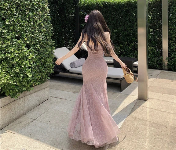Aiertu  Mauve Flower-Applique Coquette Fairy Dress Aiertu