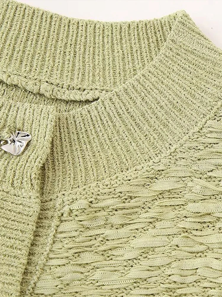 Aiertu  -  Elegant Knitted Sleeveless Vest Women Loose O-neck Single Breasted All-match Green Female Tank 2026 Autumn Office Lady Outfit Aiertu