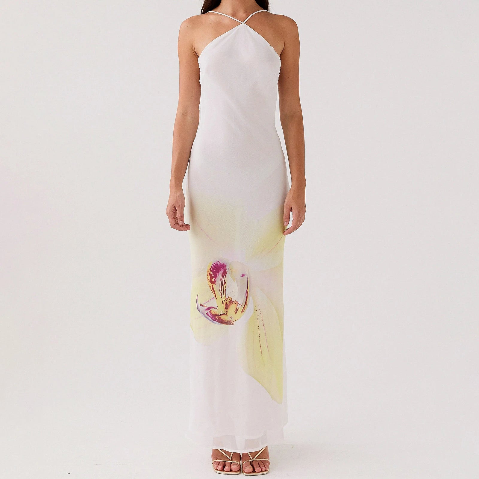 Aiertu  -  Women Cross Halter Neck Maxi Dress Backless Floral Boho Long Dress Summer Elegant Mermaid Vacation Sundress Aiertu