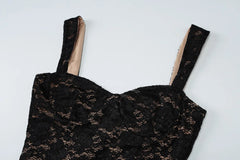 Aiertu  -  Women Fashion Sexy Black Camisole Lace Dress Spaghetti Straps Sleeveless Backless Asymmetrical Mixi Birthday Party Robe Clubwear Aiertu
