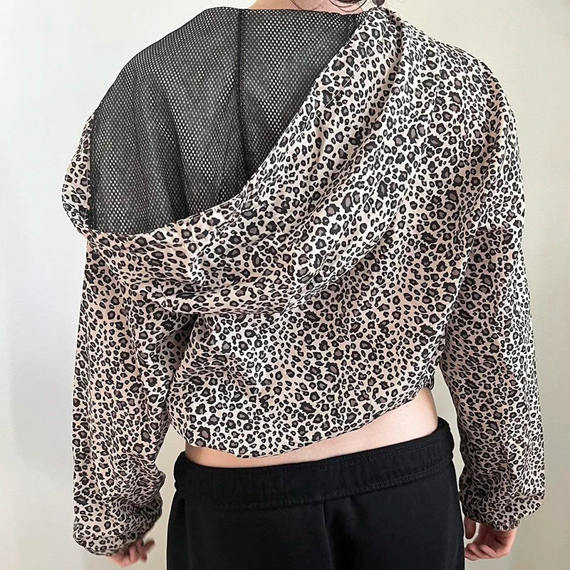 Aiertu  -  Leopard Print Vintage Hooded Coat Y2K Loose Fit Casual Zipper Coats Grunge Style Women Jacket Autumn Outwear Street Aiertu
