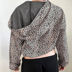 Aiertu  -  Leopard Print Vintage Hooded Coat Y2K Loose Fit Casual Zipper Coats Grunge Style Women Jacket Autumn Outwear Street Aiertu