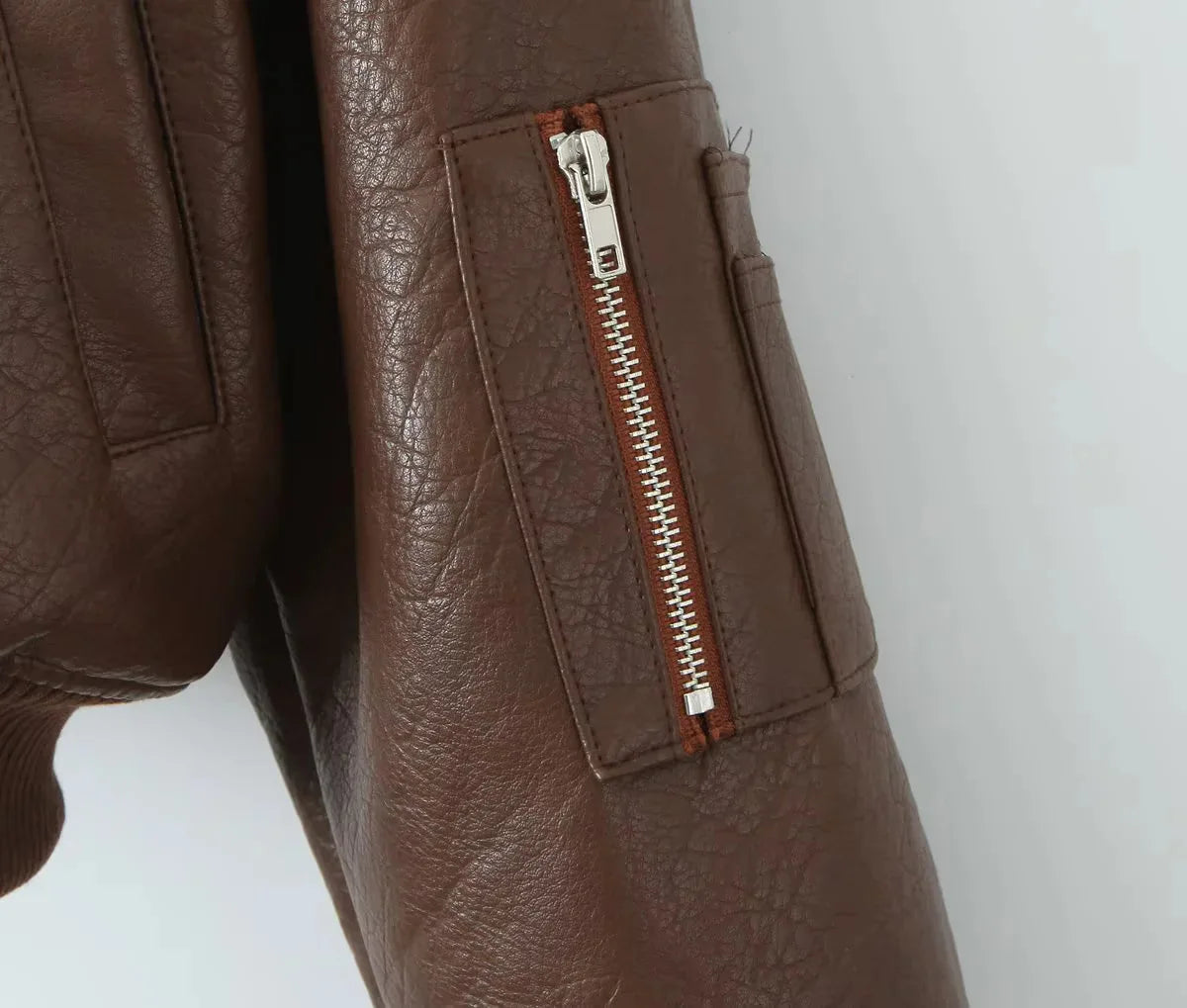 Aiertu  -  Lapel Cotton Leather Jacket Woman Short Retro Zipper Cardigan PU Jacket Solid 2025 Spring New female High Street Outwaer Aiertu