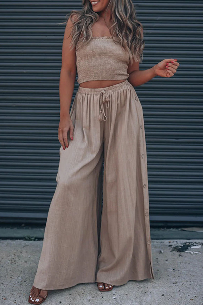 Aiertu  -  Casual Simplicity Solid Solid Color Strapless Sleeveless Two Pieces Aiertu
