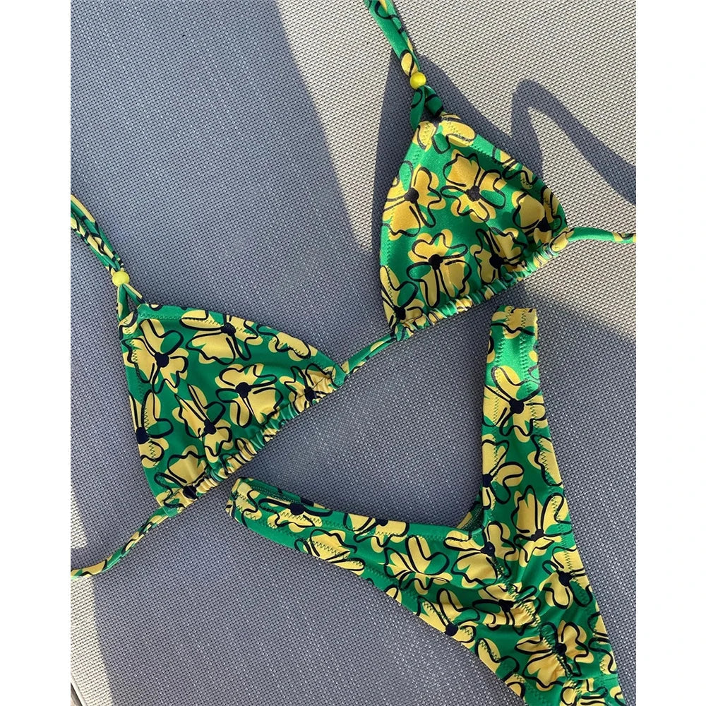 Aiertu  -  Micro Bikini Push Up Women Swimsuits Sexy Female Swimwear Checkerboard Brazilian Bikini Set Biquini Print Beachwear Aiertu