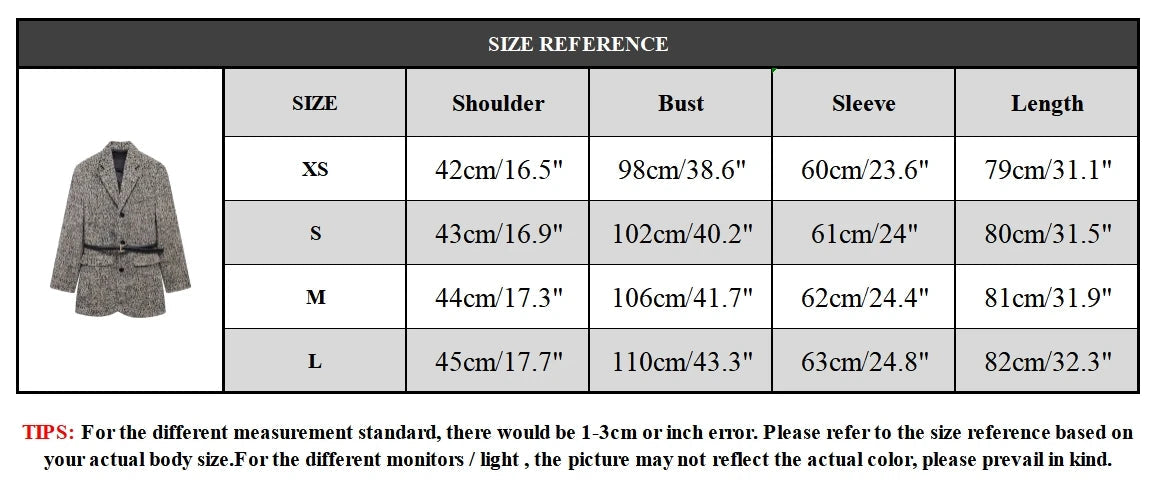 Aiertu  Women Fashion With Belt Single Breasted Blazer Vintage Notched Neck Long Sleeves Female Chic Lady Outfits Aiertu