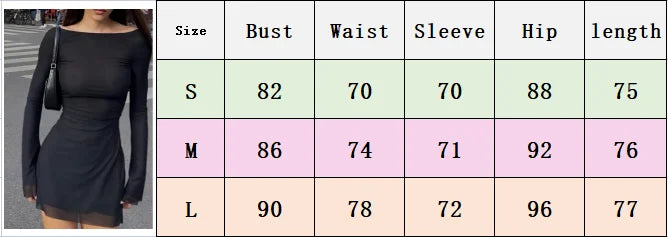 Aiertu Women's Sexy Y2K Elegant Summer Crew Neck Off Shoulder Mesh Sheer Flare Long Sleeve A-Line Short Mini Skinny Dress Aiertu