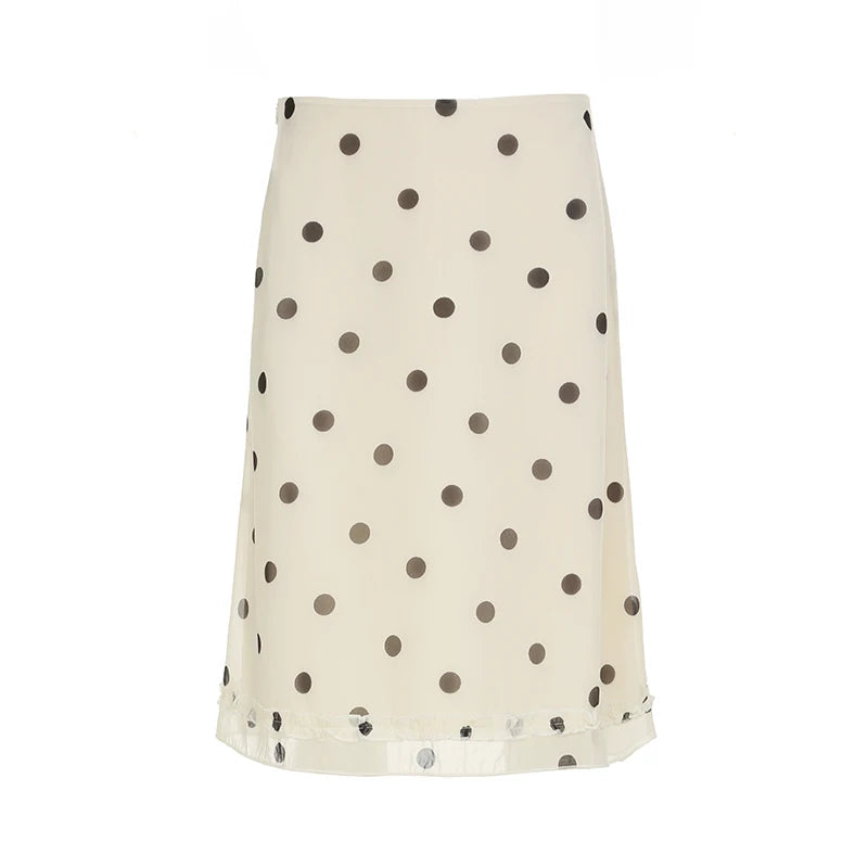 Aiertu  -  Fashion Polk Dot Printed Edible Tree Fungus Trim Skirts Women Holidays Zipper-Up Mesh Half Double Layers Bottoms 2026 Aiertu