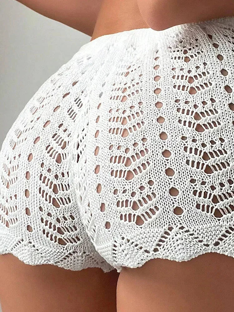 Aiertu  -  Spring Hotsweet Casual High Waist Solid Color Shorts Women's Beach Style Elastic Waist Lace-up Slim Fit White Shorts Aiertu