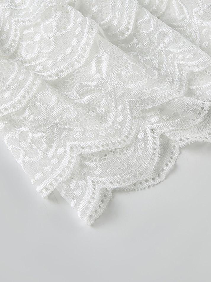 Aiertu  -Lace Solid Multi-Layered Cake Skirt aiertu